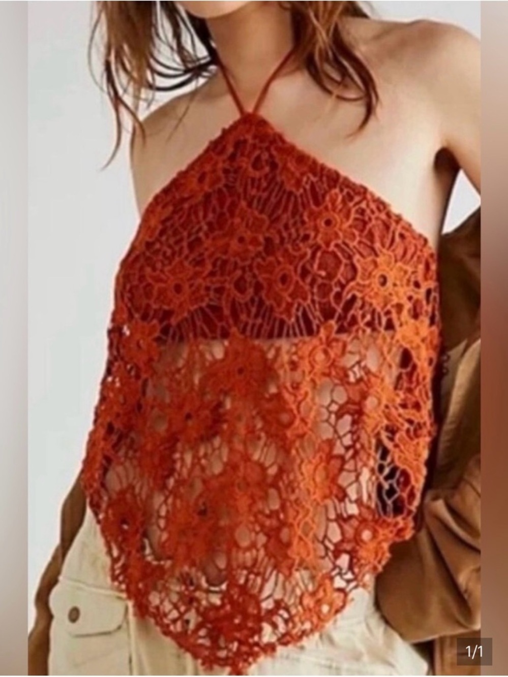 Free People Seychelle Lace Halter Top SIze Small $98 MSRP